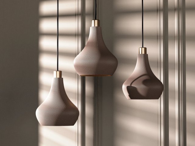 Сучасний підвісний світильник Organic Ripple Lamp над обіднім столом в інтер'єрі